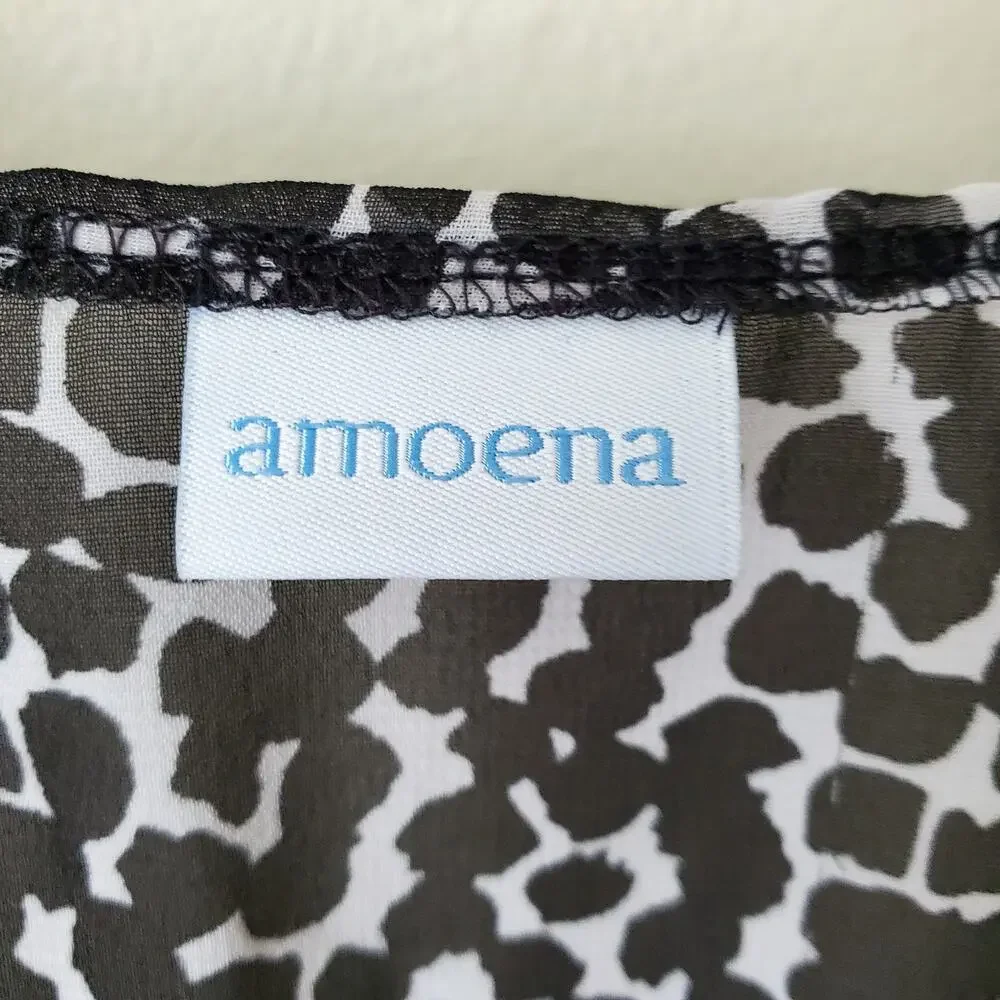 Amoena Women Black White Tunic Swim Cover 0S Boho Beach Pool Resort NEW Flaw